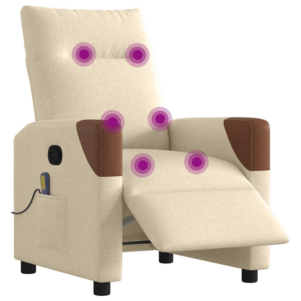 Poltrona de massagens reclinável elétrica tecido creme