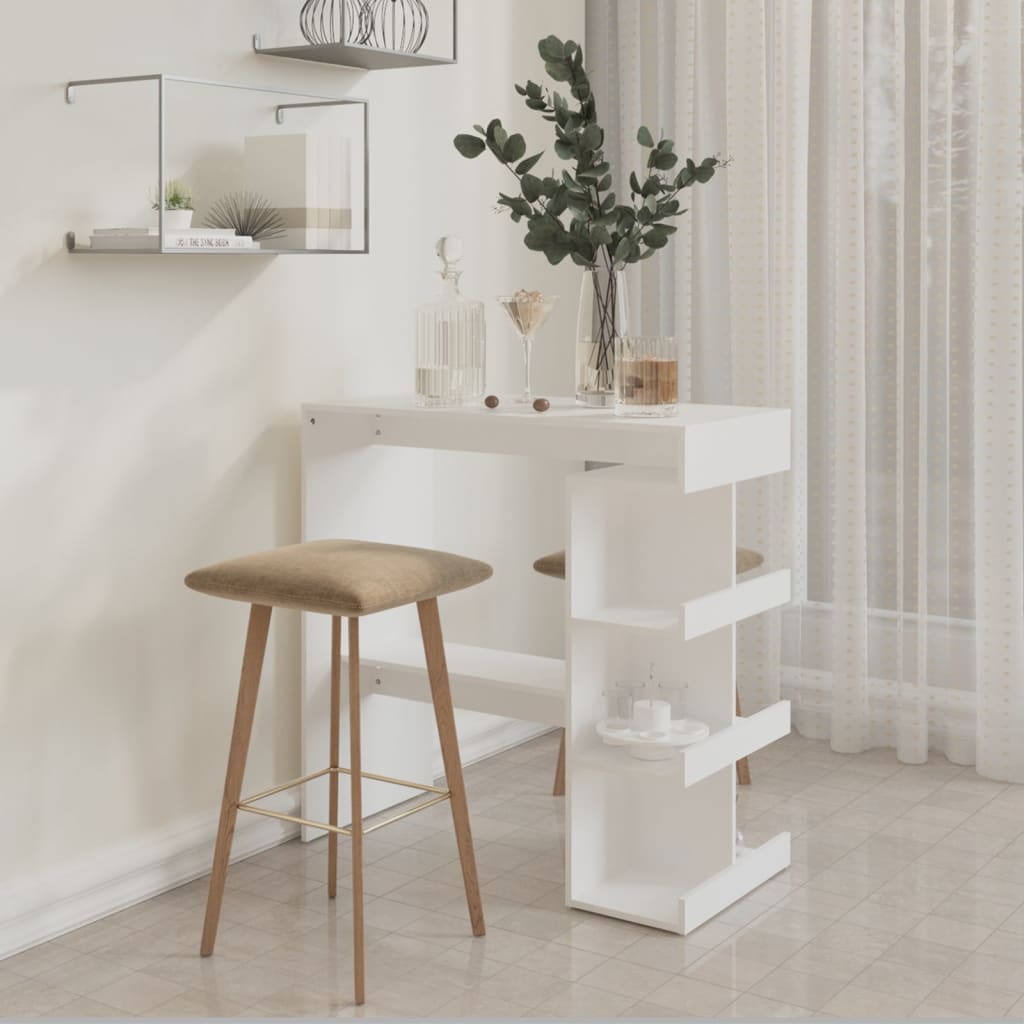 Mesa de bar c/ prateleiras derivados de madeira branco