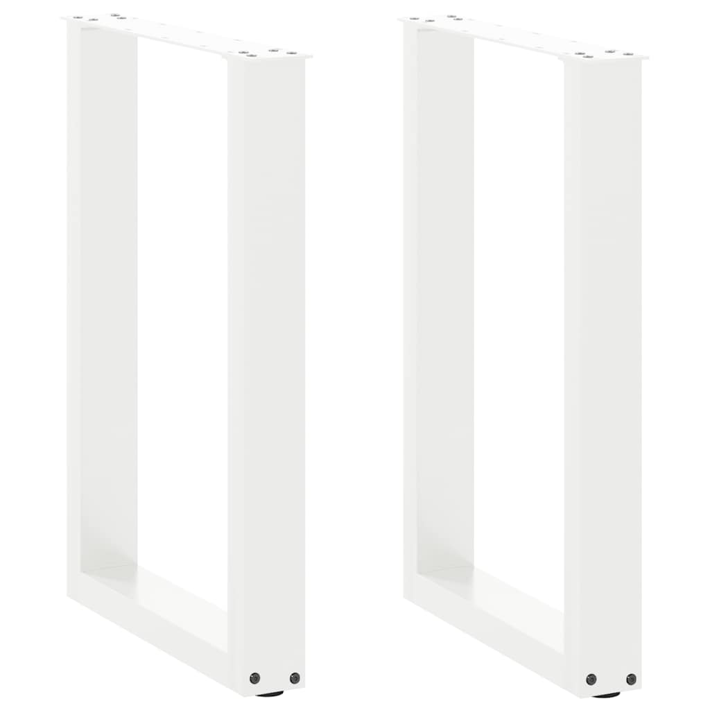 Pés de mesa de jantar em forma de u, 2 peças, branco, 50x(72-73) cm, aço