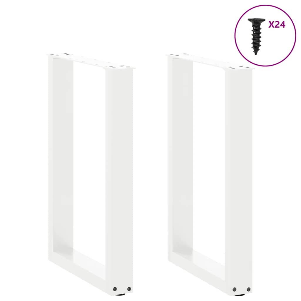 Pés de mesa de jantar em forma de u, 2 peças, branco, 50x(72-73) cm, aço
