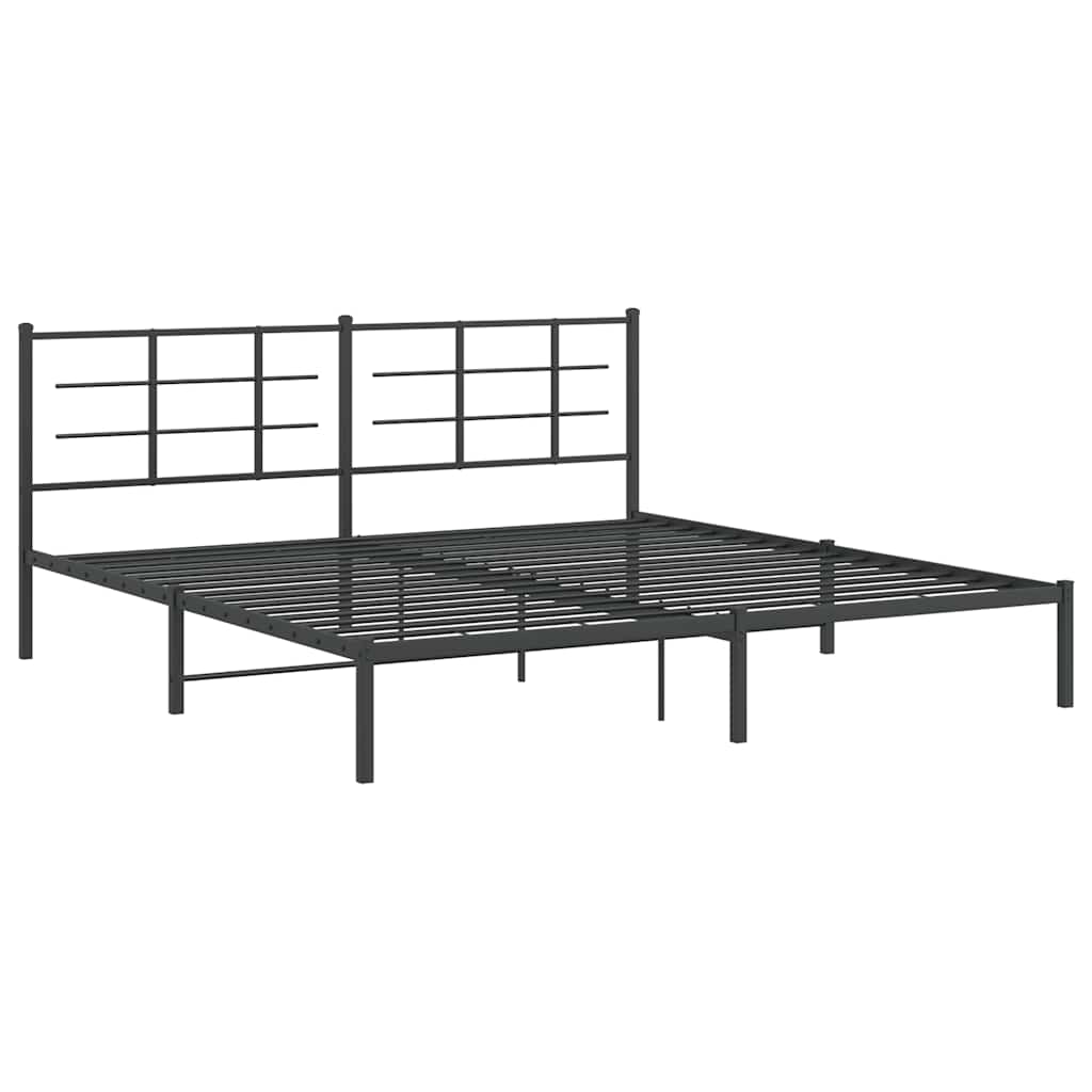Estrutura de cama com cabeceira 193x203 cm metal preto