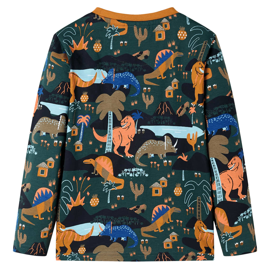 Pijama de manga comprida para criança verde-escuro 140