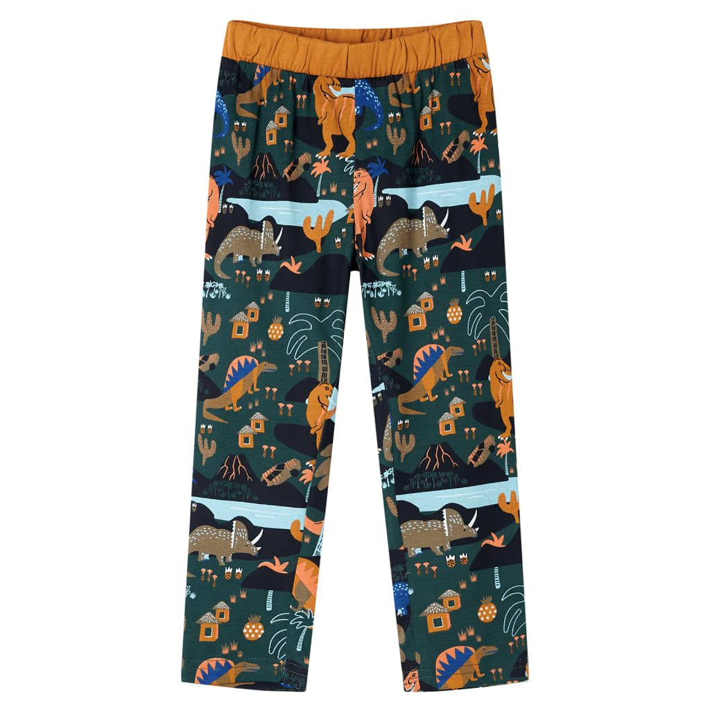 Pijama de manga comprida para criança verde-escuro 140