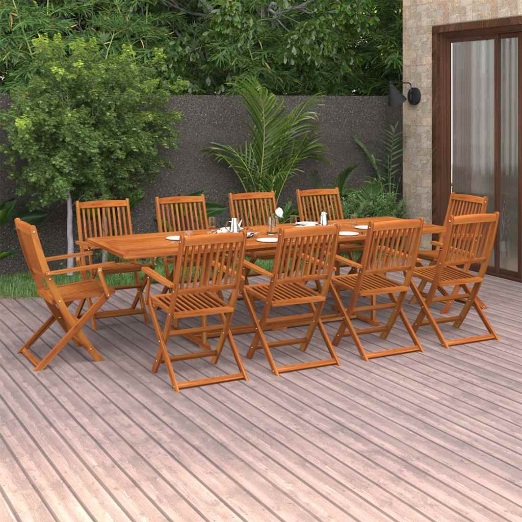 11 Pcs conjunto de jantar para jardim 280x90x75cm acácia maciça