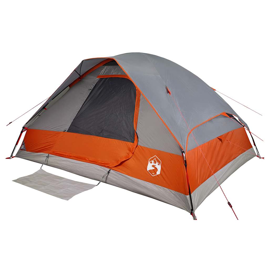 Tenda familiar cúpula para 6 pessoas impermeável cinza/laranja