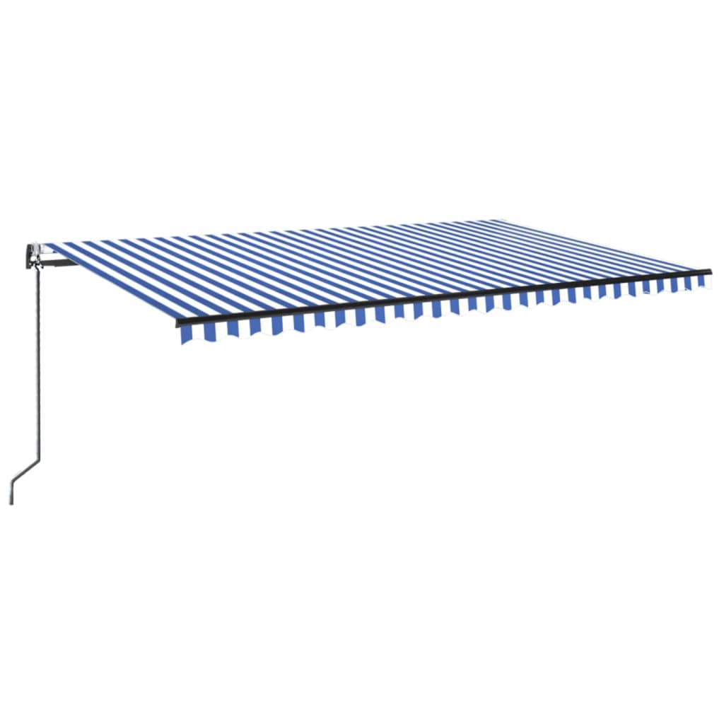 Toldo automático LED e sensor de vento 500x300 cm azul e branco