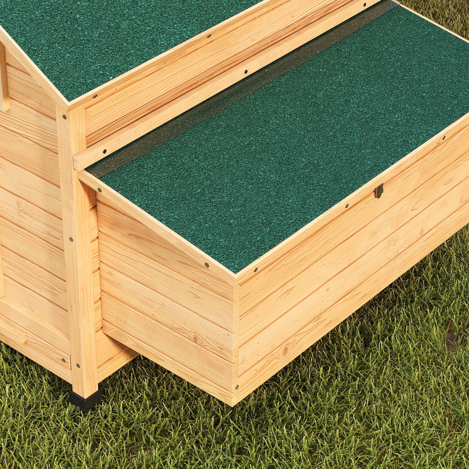 Galinheiro de madeira para exterior com 2 ninhos bandeja removível poleiros telhado impermeável 150x100x96,5 cm madeira