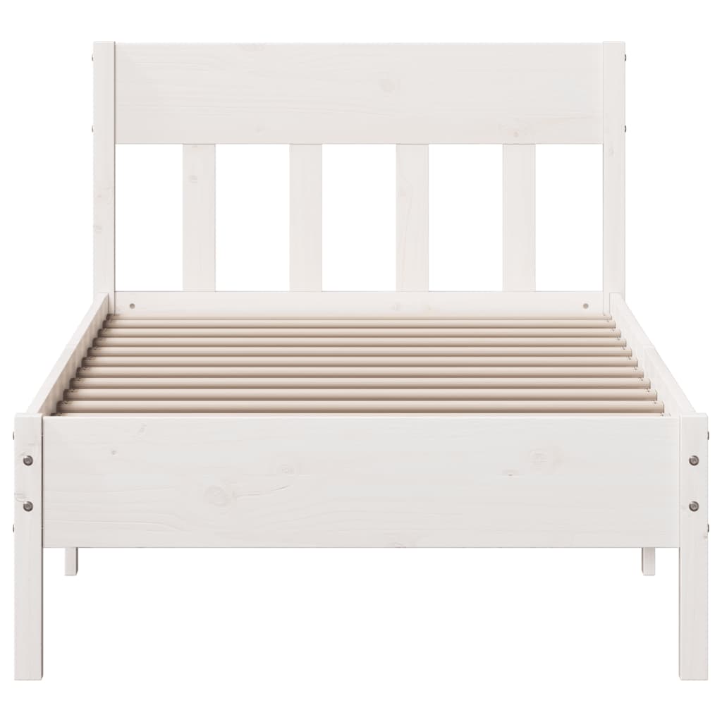 Cama sem colchão 90x200 cm madeira de pinho maciça branco