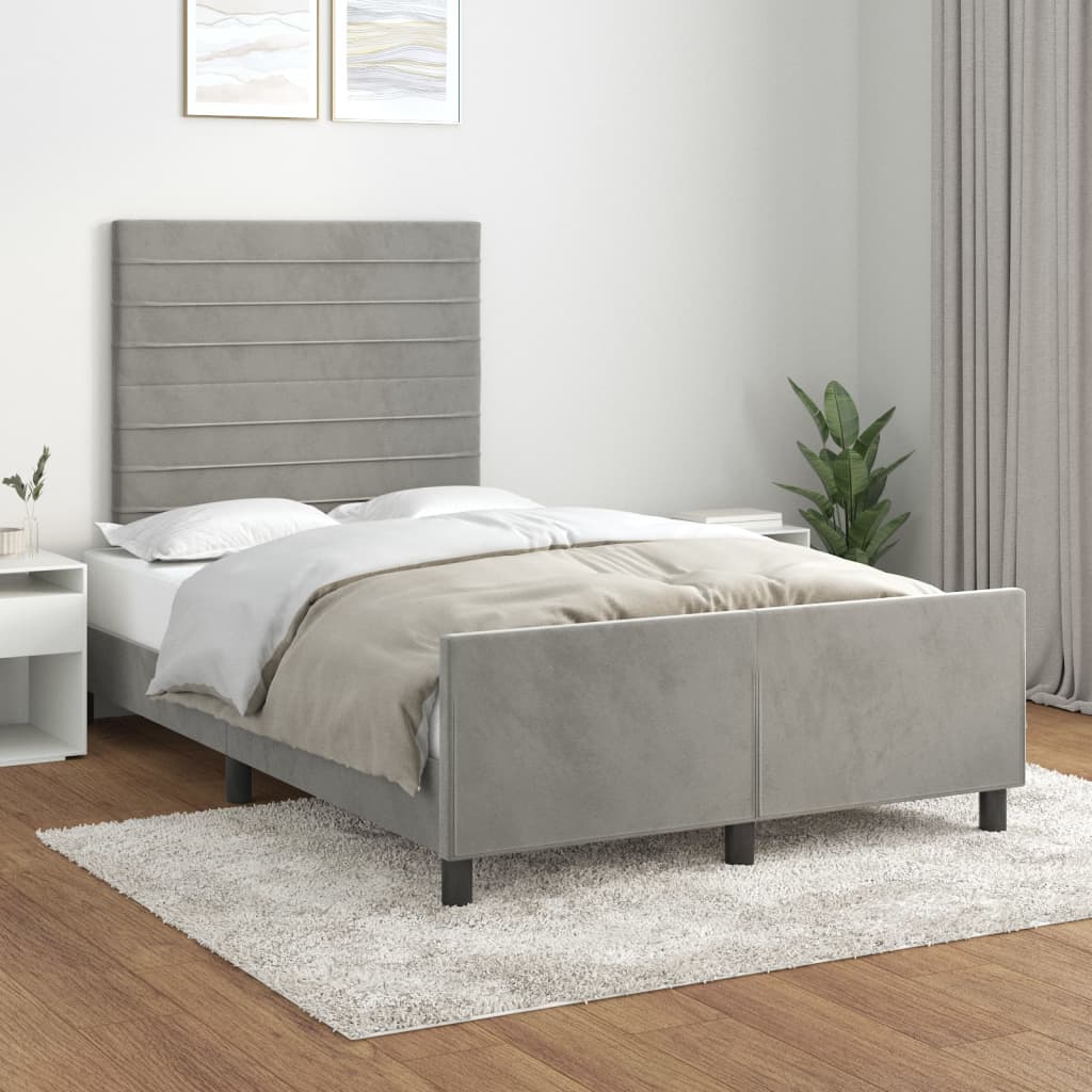 Estrutura de cama sem colchão 120x200 cm veludo cinzento-claro