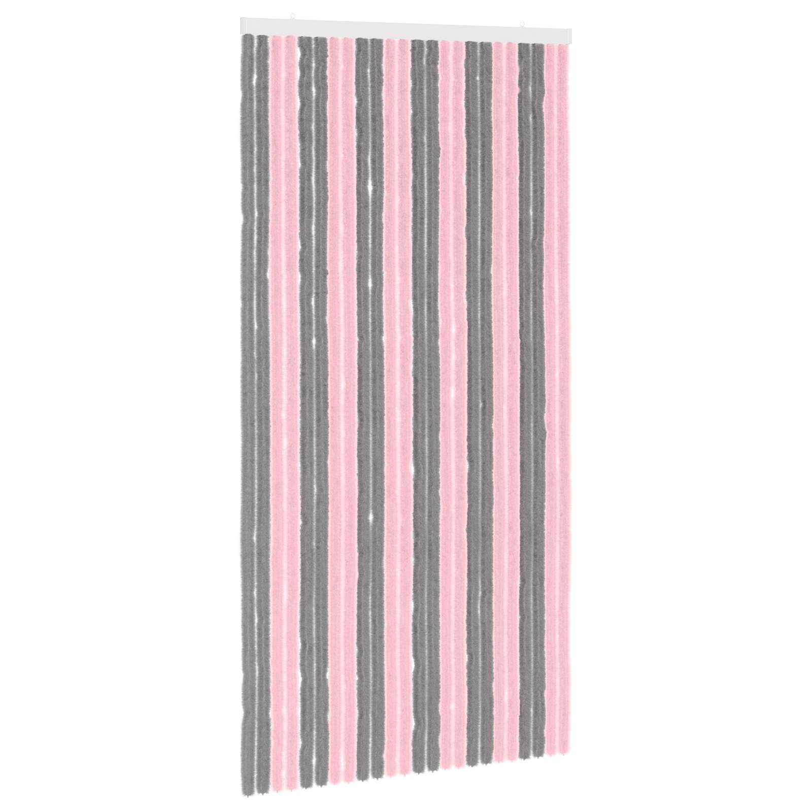 Cortina de insetos chenille cinza prata e rosa 100 x 200 cm
