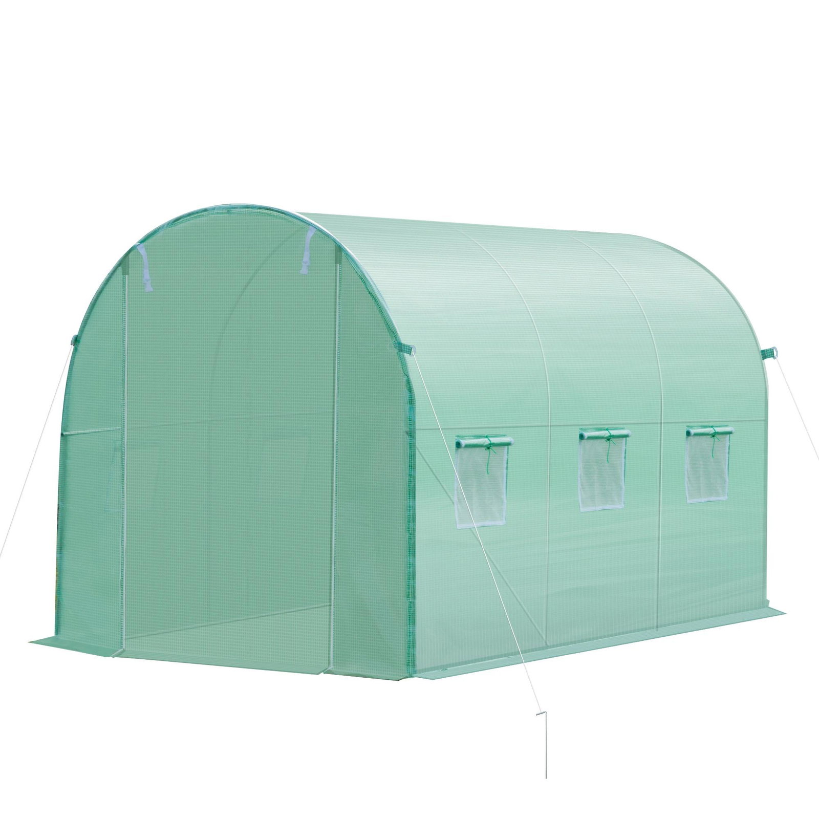 Cobertura de estufa com 6 janelas e porta para jardim anti-UV PE 300x200x200 cm verde