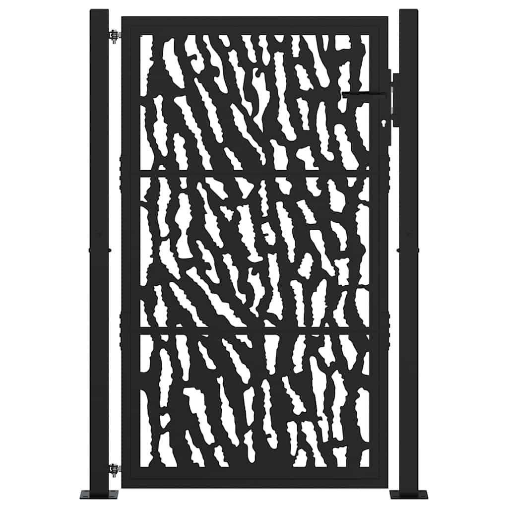 Portão de jardim preto 100x150 cm aço com design de rastros