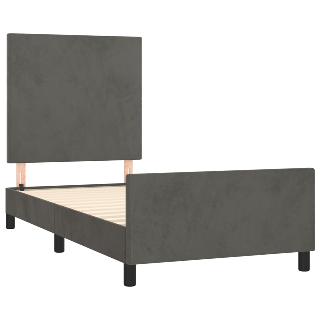 Estrutura de cama sem colchão 90x200 cm veludo cinzento-escuro