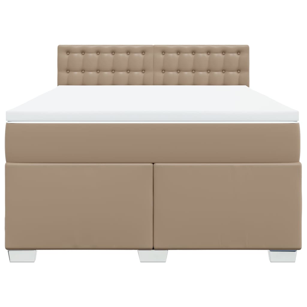Cama com molas/colchão 160x200 cm couro artificial cappuccino