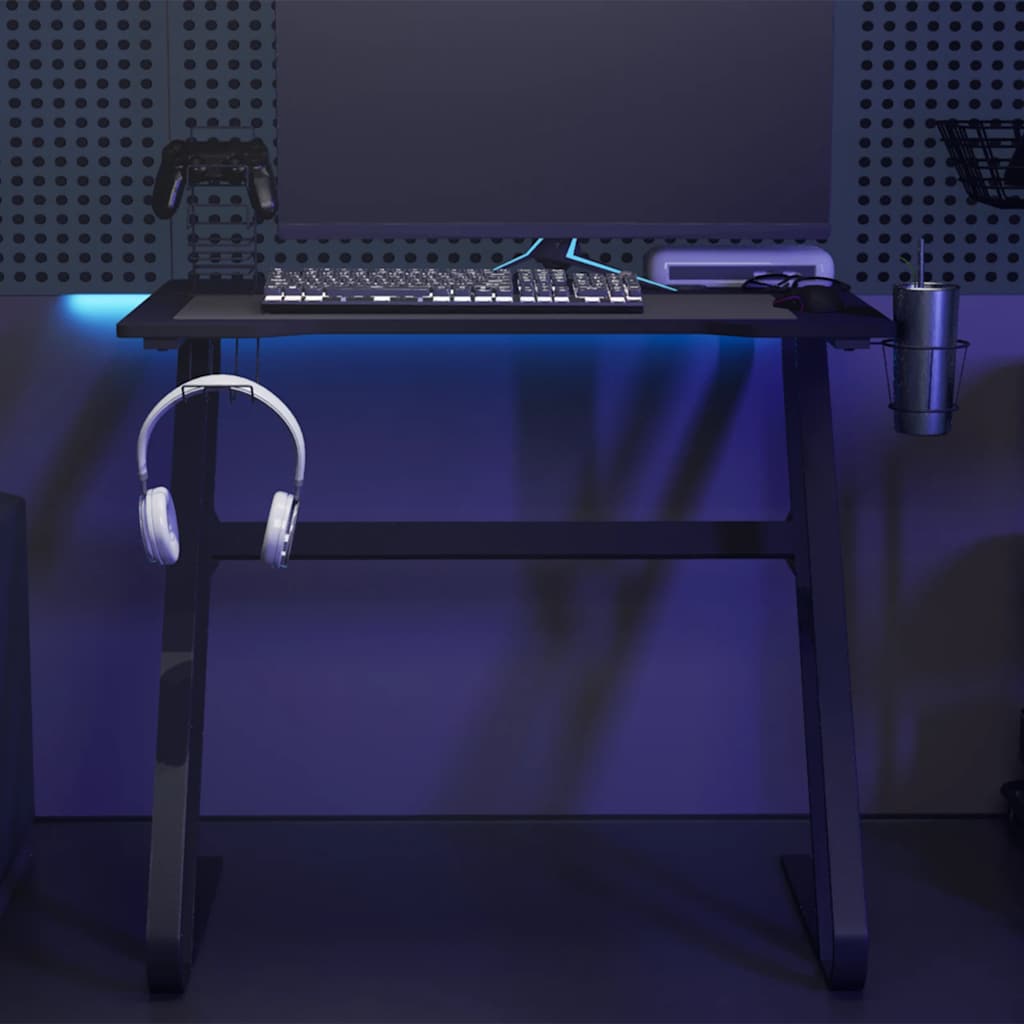 Secretária de gaming c/ pernas em forma de zz 90x60x75 cm preto