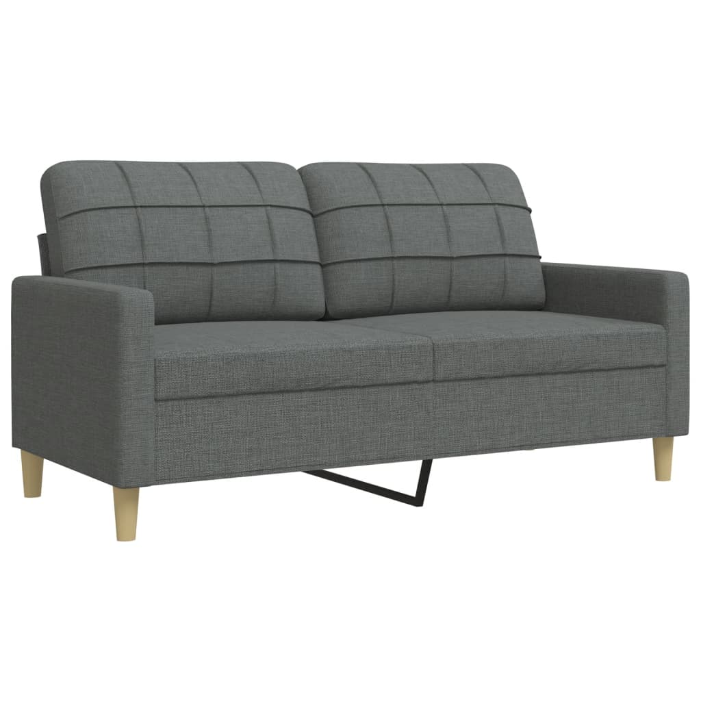 3Pcs conjunto sofás c/ almofadões/apoio pés tecido cinza-escuro