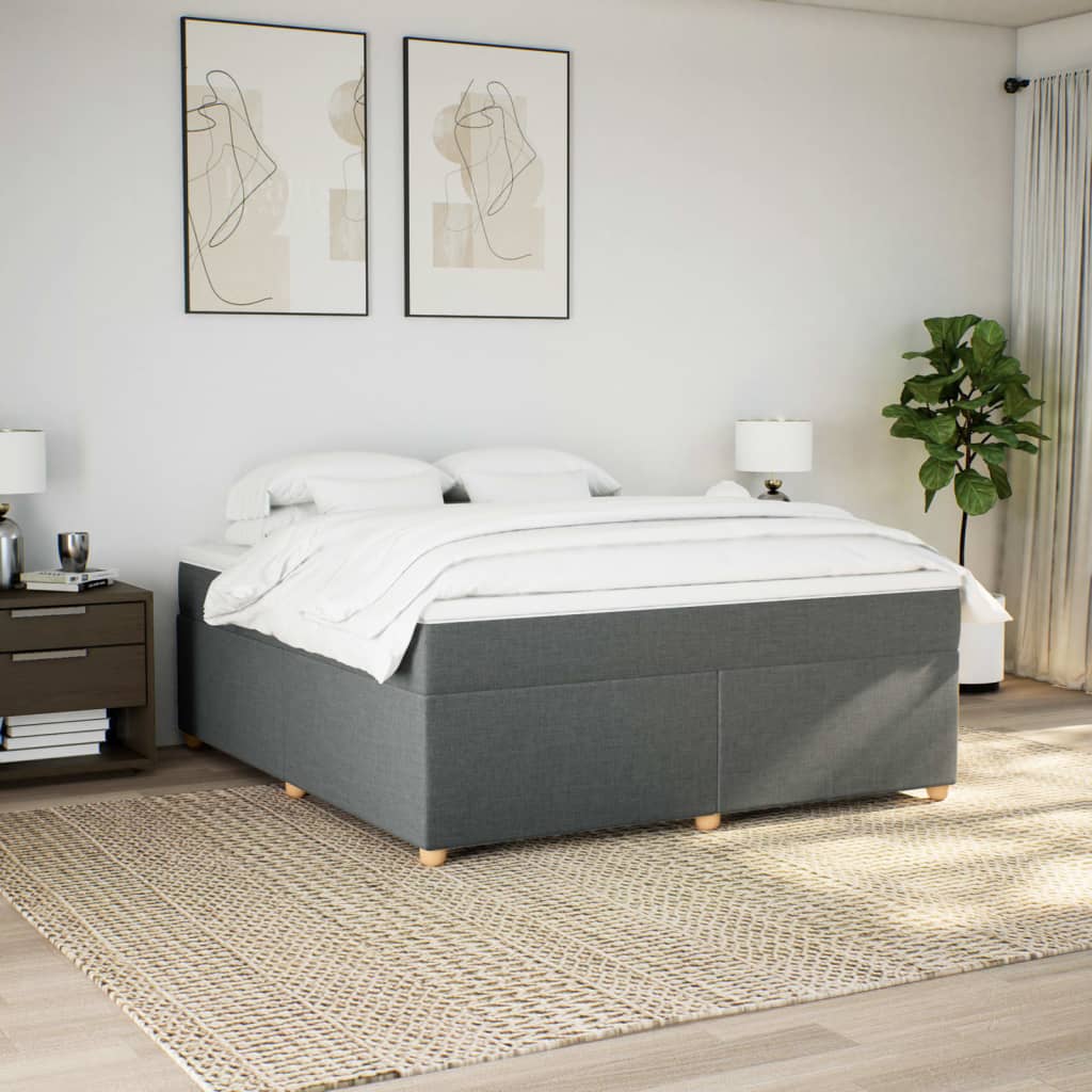 Cama com molas/colchão 180x200 cm tecido cinzento-escuro