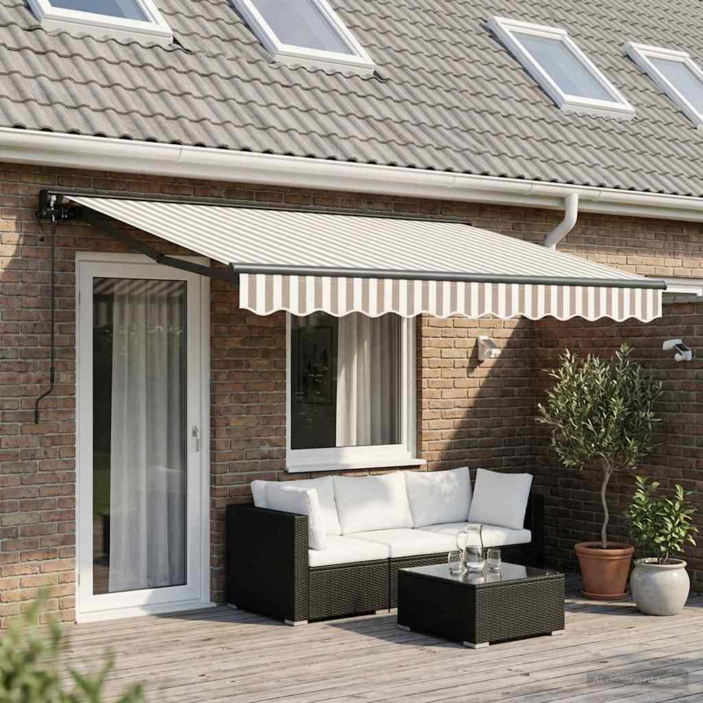 Toldo retrátil elétrico cinza claro e branco 4 × 3 m