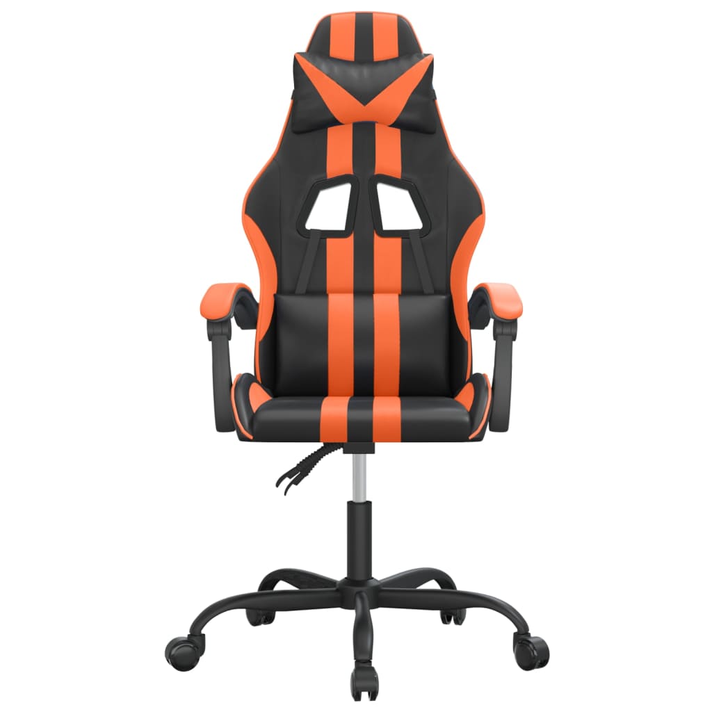 Cadeira gaming giratória couro artificial preto e laranja