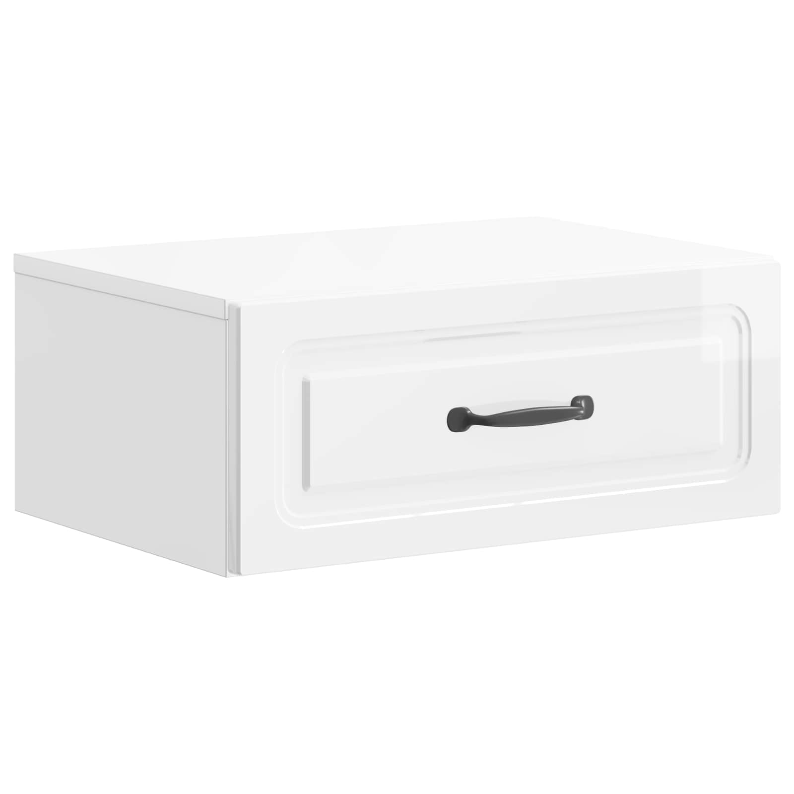 Gabinete de canto montado na parede com gaveta branco brilhante