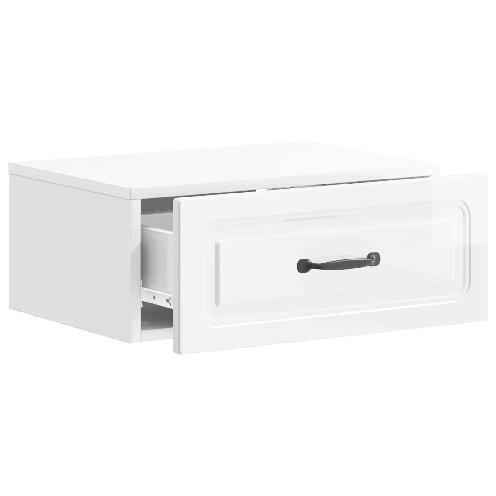 Gabinete de canto montado na parede com gaveta branco brilhante