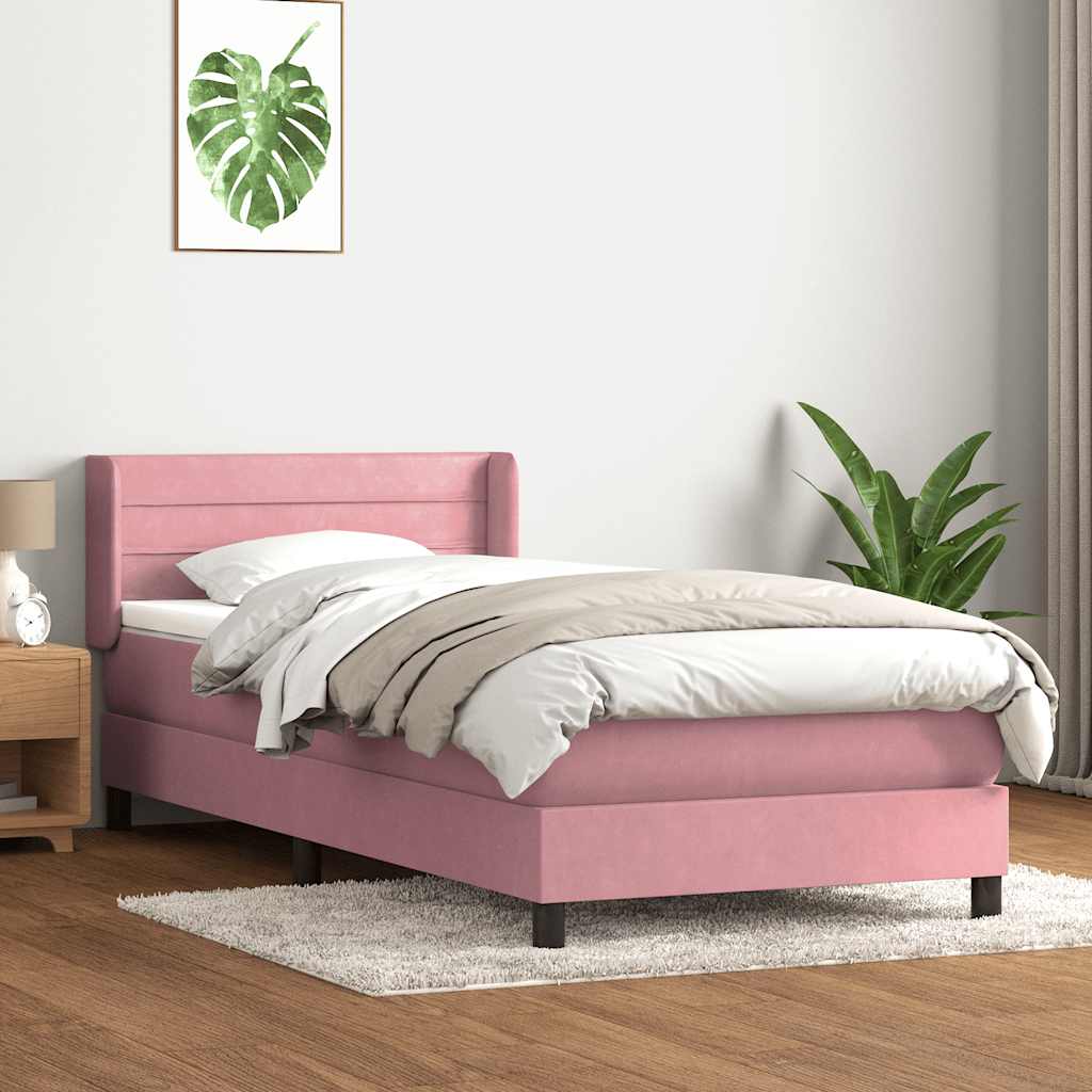 Cama com molas/colchão 80x220 cm veludo rosa