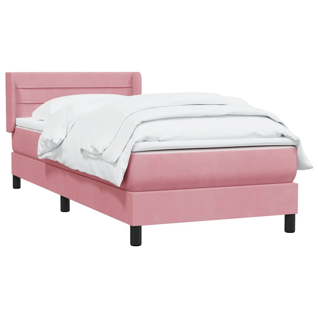 Cama com molas/colchão 80x220 cm veludo rosa