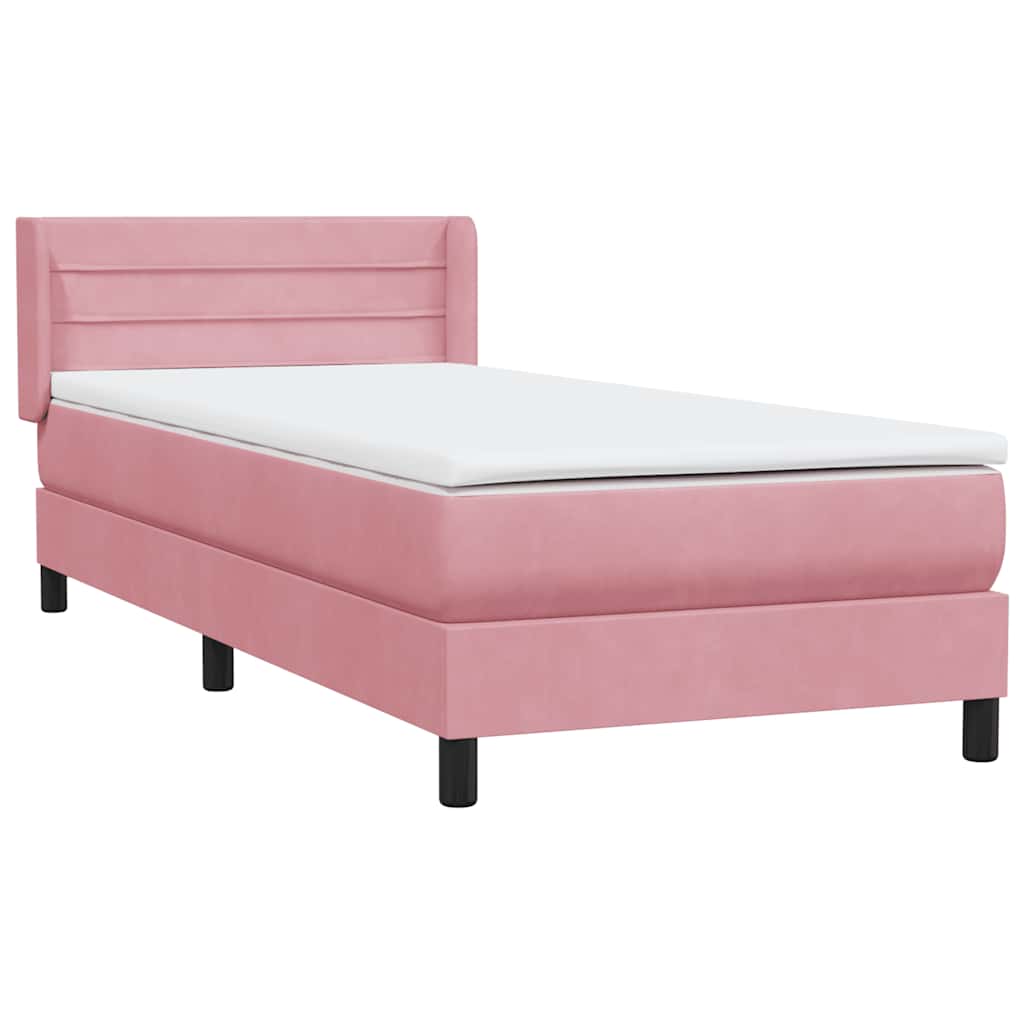 Cama com molas/colchão 80x220 cm veludo rosa