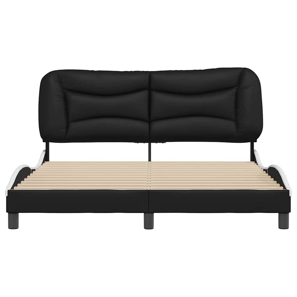 Estrutura de cama sem colchão hvar 160x200cm couro artif. preto/branco