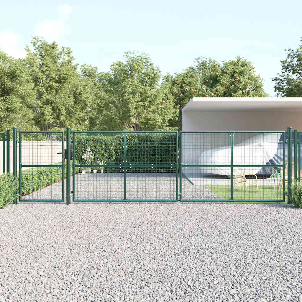 Portão de jardim em tela verde 500x125 cm aço galvanizado.