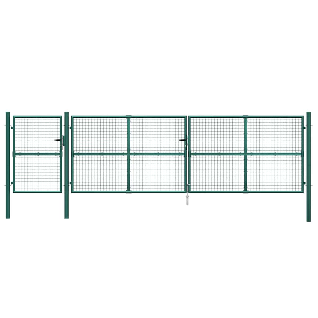 Portão de jardim em tela verde 500x125 cm aço galvanizado.