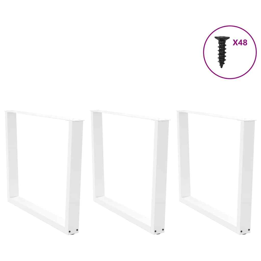 Pés para mesa de jantar em v, 3 peças, branco, 100x(72-73,3) cm, aço