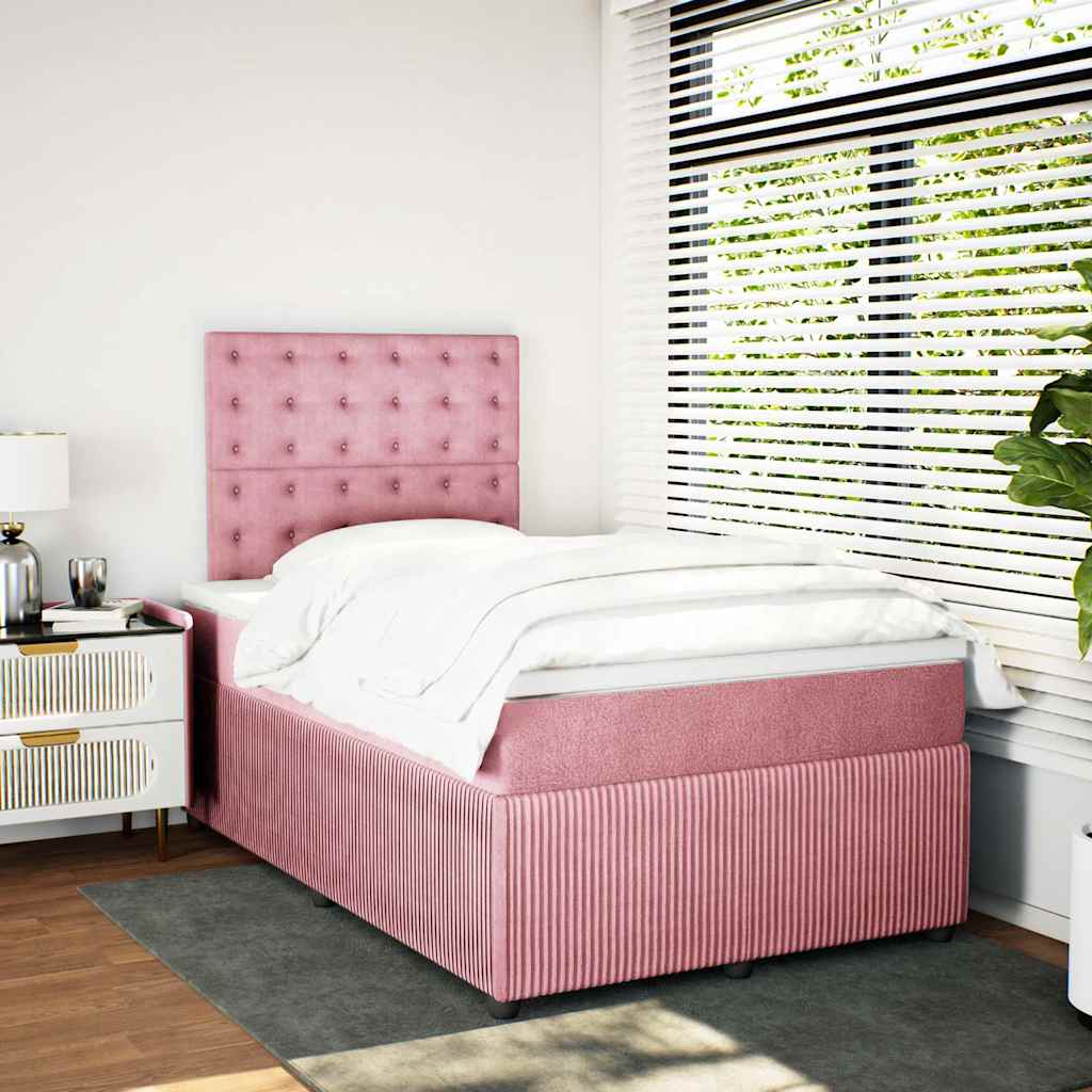 Cama boxspring com colchão 120x200 cm veludo rosa