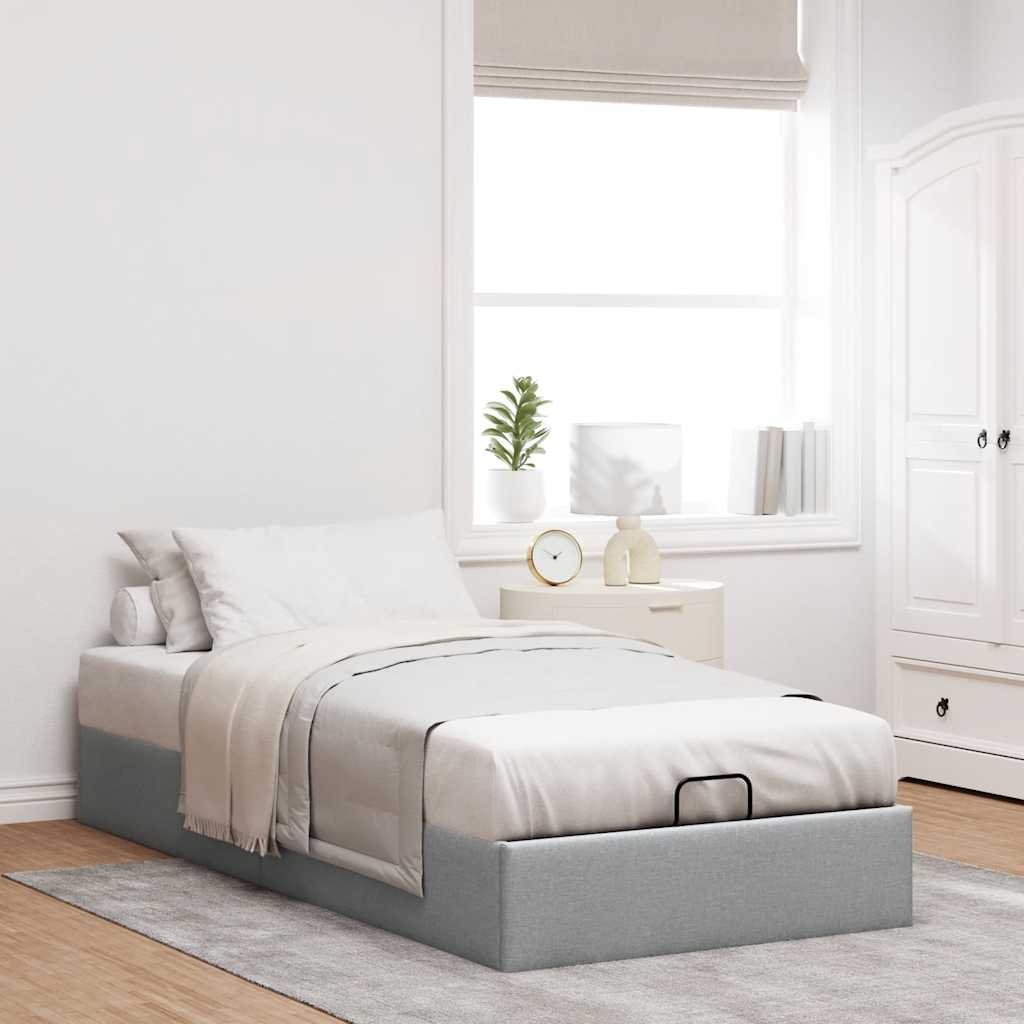 Estrutura de cama otomana sem colchão 100x200 cm cinzento claro
