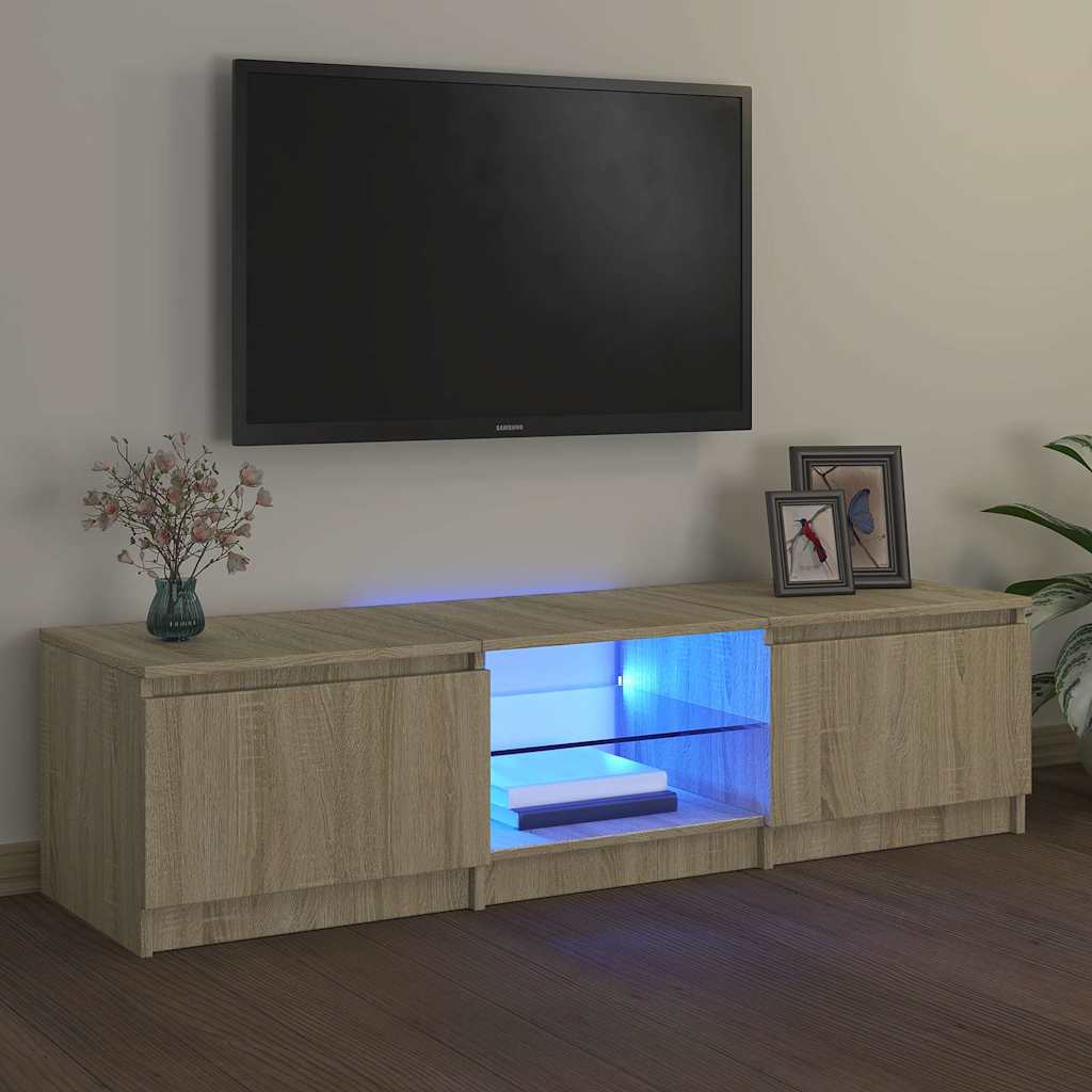 Móvel de TV com luzes LED 140x40x36 cm carvalho sonoma