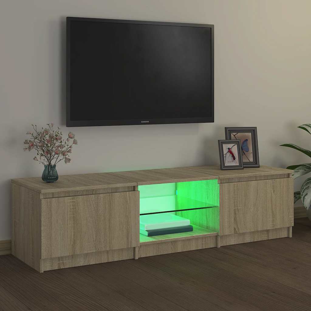 Móvel de TV com luzes LED 140x40x36 cm carvalho sonoma