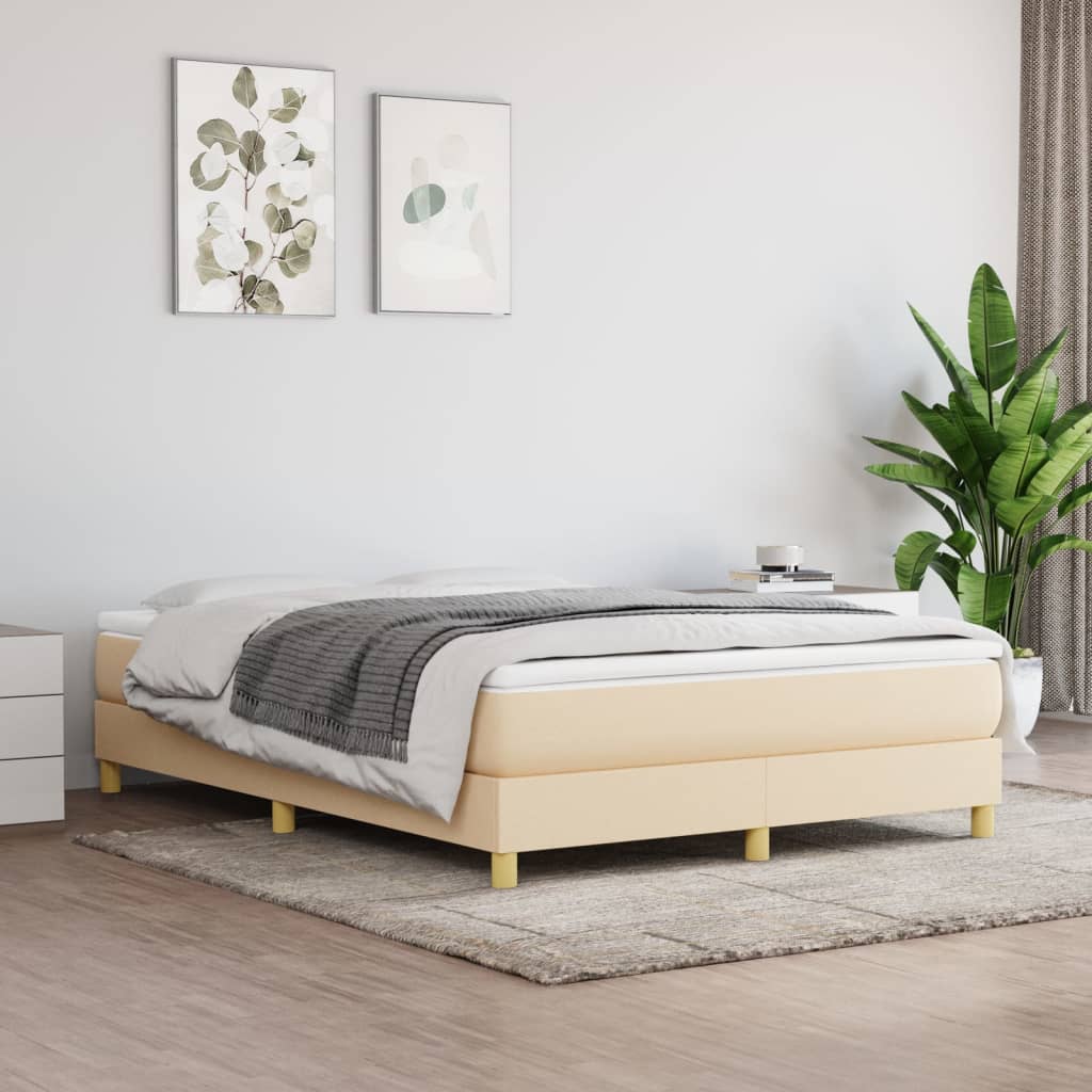 Estrutura de cama com molas 140x190 cm tecido cor creme