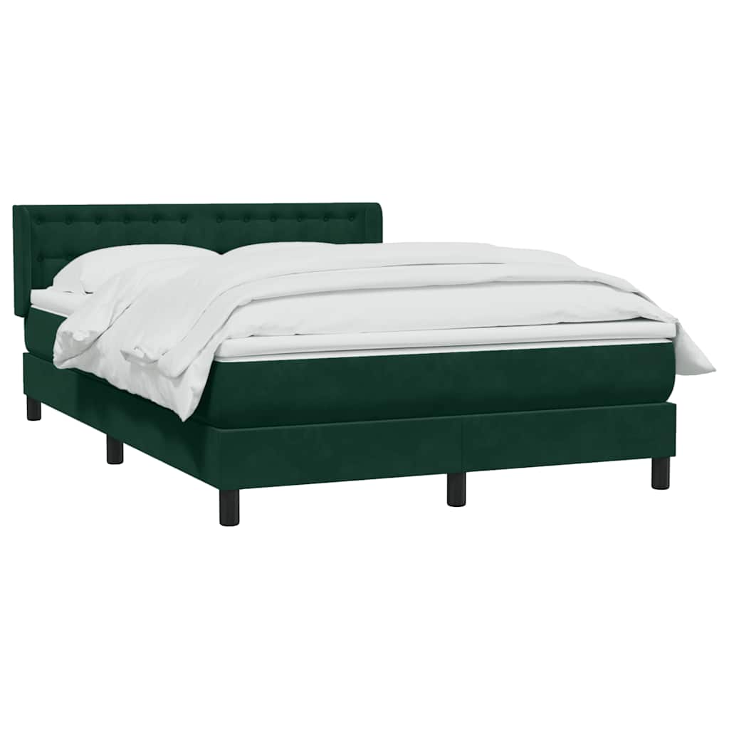 Cama com molas/colchão 160x220 cm veludo verde-escuro