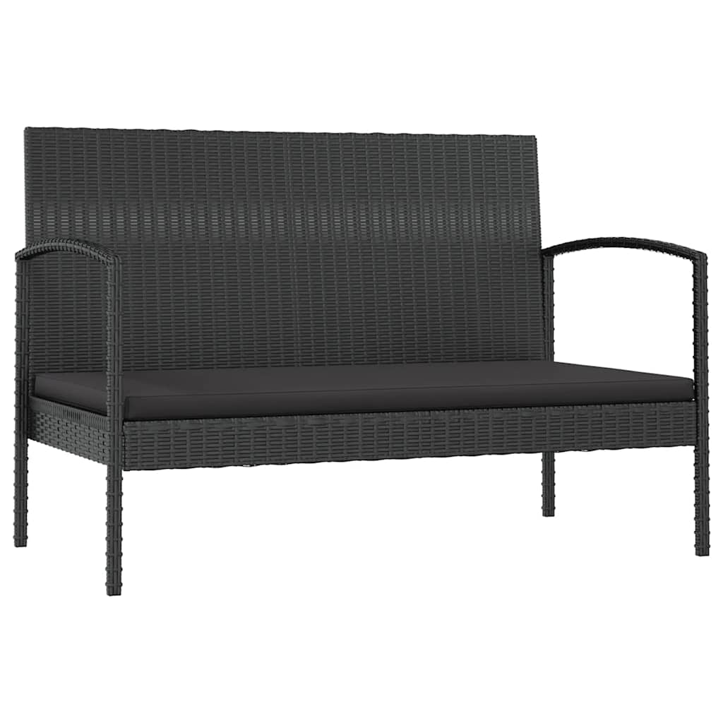 8 Pcs conjunto lounge de jardim c/ almofadões vime PE preto