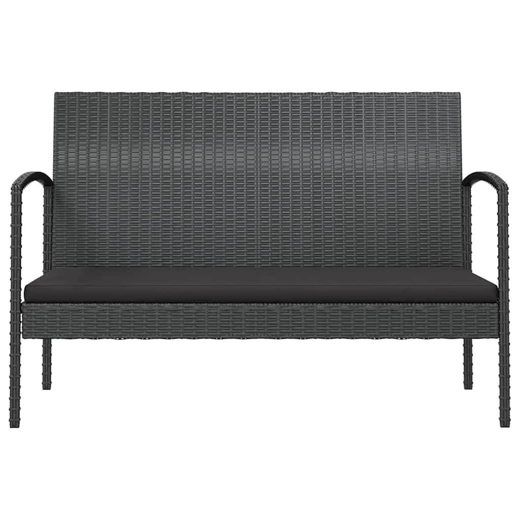8 Pcs conjunto lounge de jardim c/ almofadões vime PE preto