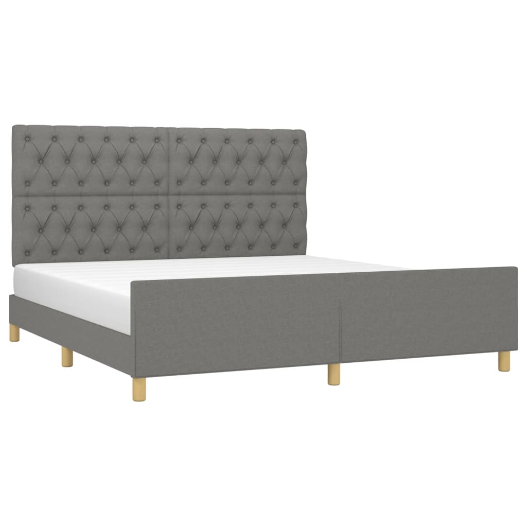 Estrutura de cama sem colchão 160x200 cm tecido cinzento-escuro