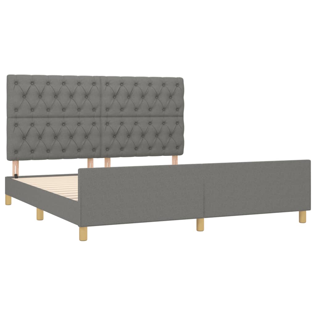 Estrutura de cama sem colchão 160x200 cm tecido cinzento-escuro