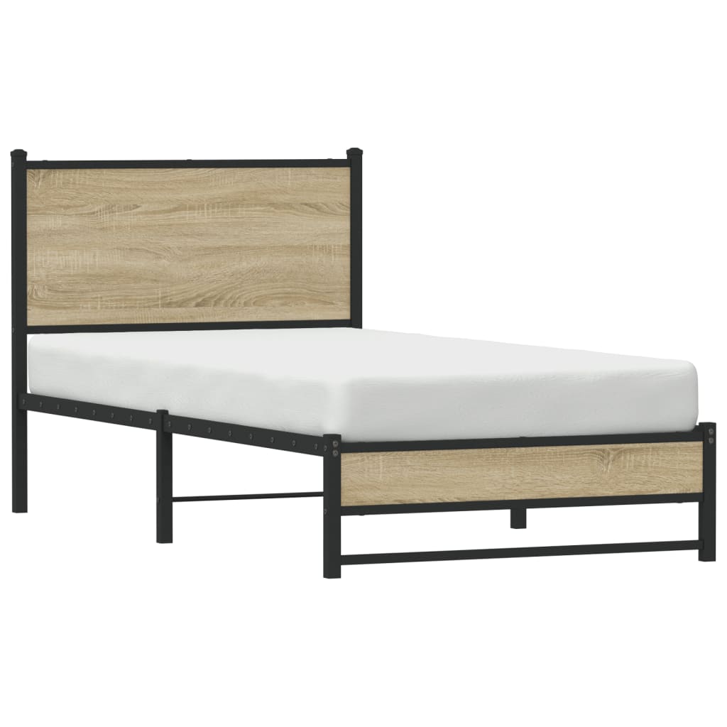 Estrutura de cama sem colchão 80x200 cm metal carvalho sonoma