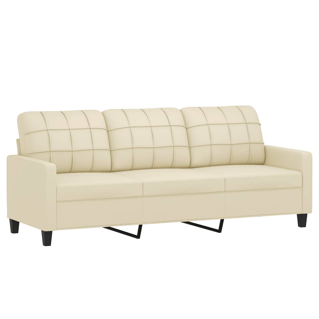 2 Pcs conjunto de sofás com almofadas couro artificial creme