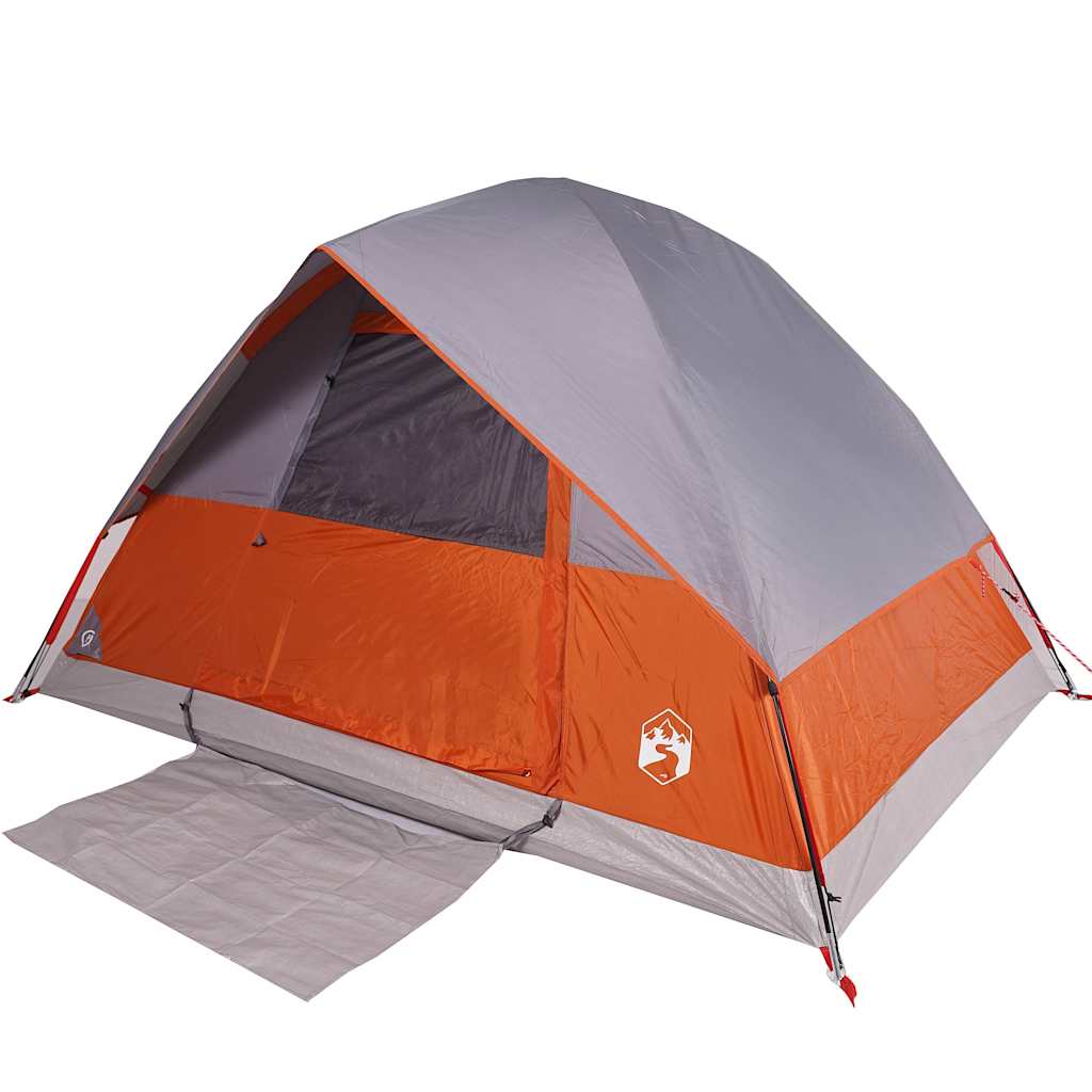 Tenda de campismo cúpula p/ 4 pessoas impermeável cinza e laranja