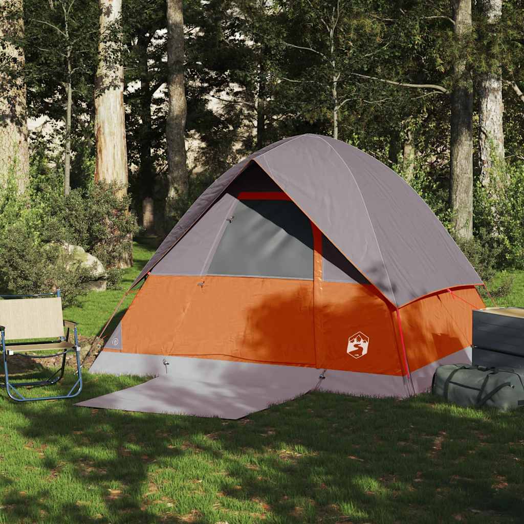 Tenda de campismo cúpula p/ 4 pessoas impermeável cinza e laranja