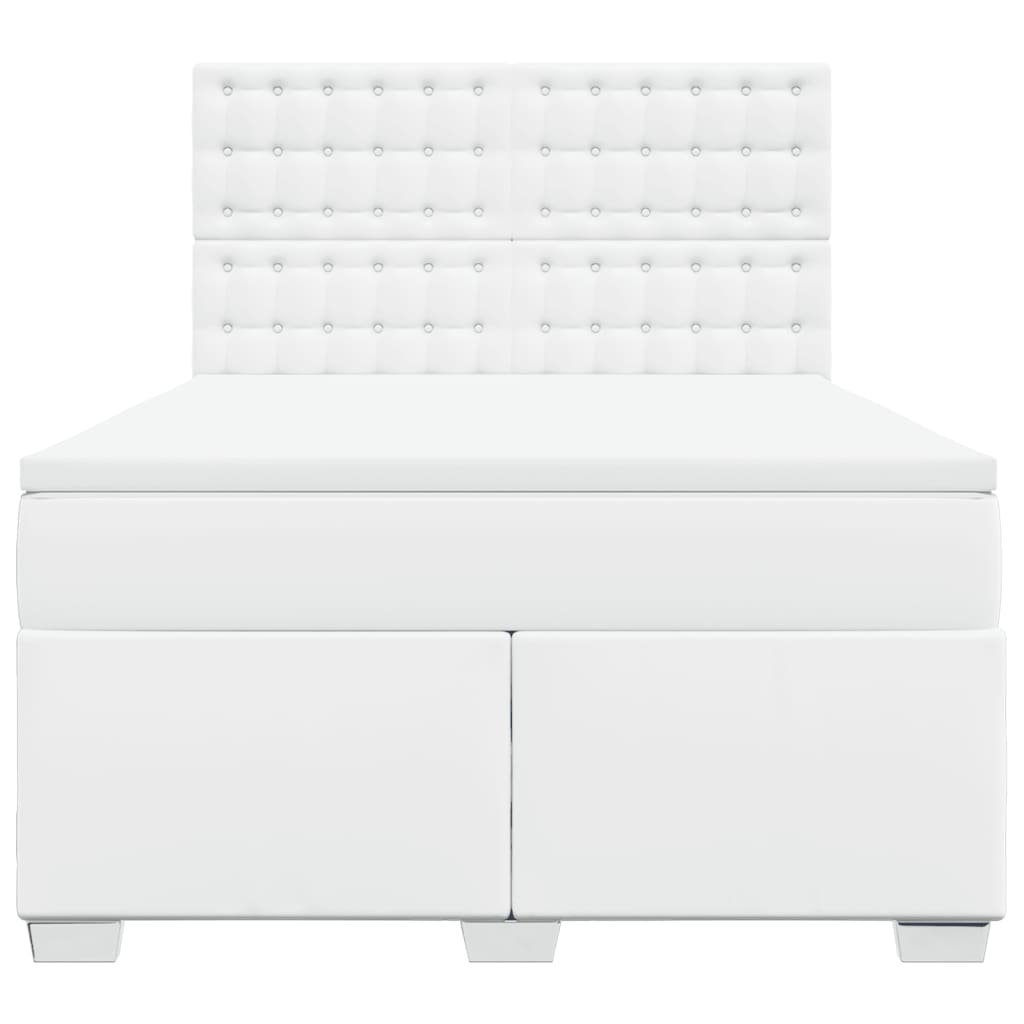 Cama com molas/colchão 140x190 cm couro artificial branco
