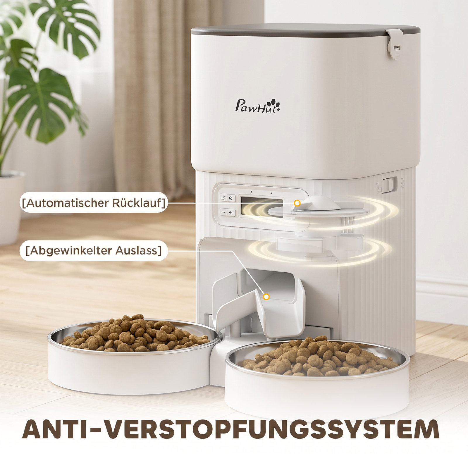 Alimentador automático para gatos/cães 4l com 2 tigelas, dispensador de ração 1-6 refeições por dia e dupla alimentação