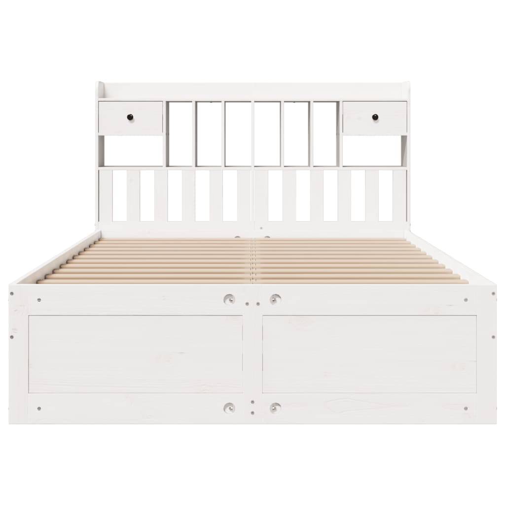 Cama com estante sem colchão 150x200 cm pinho maciço branco