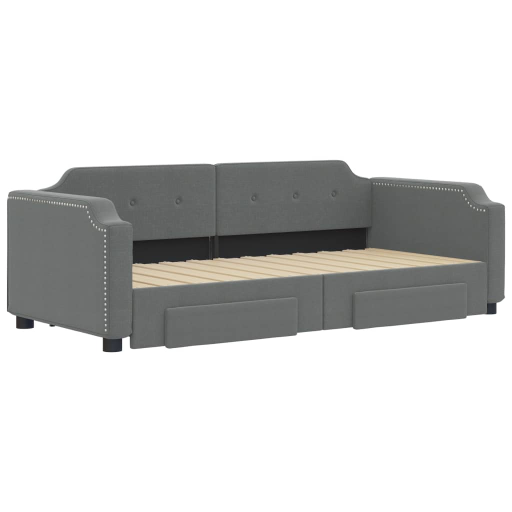 Sofá-cama c/ gavetão e gavetas 80x200 cm tecido cinzento-escuro